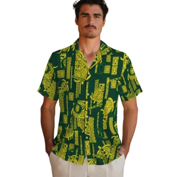 oregon ducks turtle lines green hawaiian shirts fashion forward
