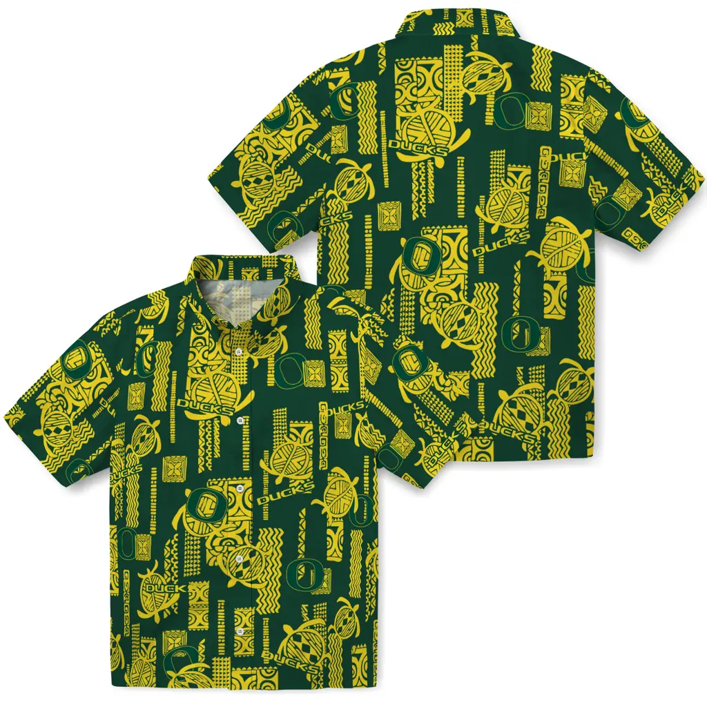 Oregon Ducks Hawaiian Shirt - Turtle Lines oregon ducks turtle lines green hawaiian shirts high quality