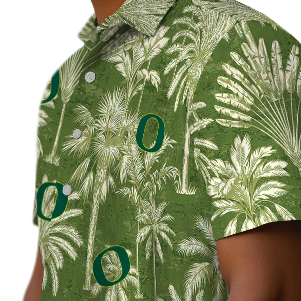 Oregon Ducks Hawaiian Shirt - Vintage Palm Tree oregon ducks palm shadows green hawaiian shirts trendy