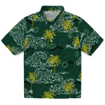 oregon ducks wave palm green hawaiian shirts best selling