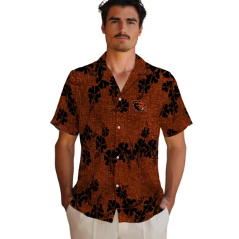 oregon state beavers hibiscus petals orange hawaiian shirts fashion forward