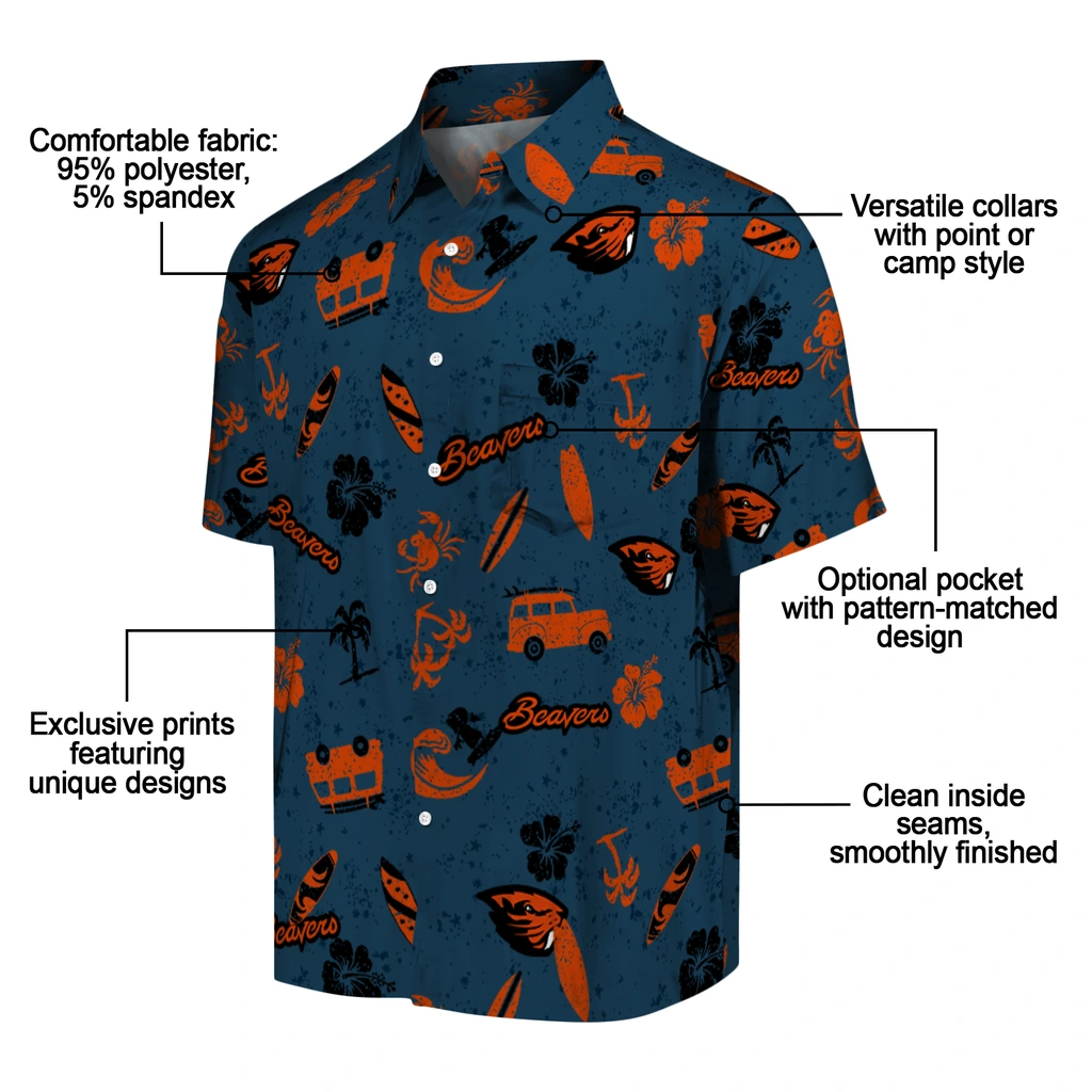 Oregon State Beavers Hawaiian Shirt - Beach Vibe oregon state beavers beach vibe navy hawaiian shirts new arrival