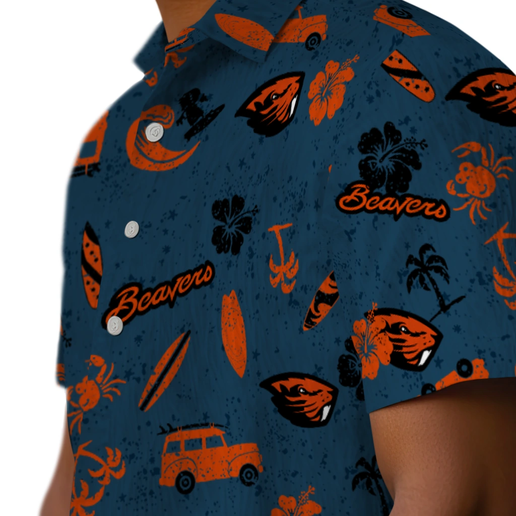 Oregon State Beavers Hawaiian Shirt - Beach Vibe oregon state beavers beach vibe navy hawaiian shirts trendy