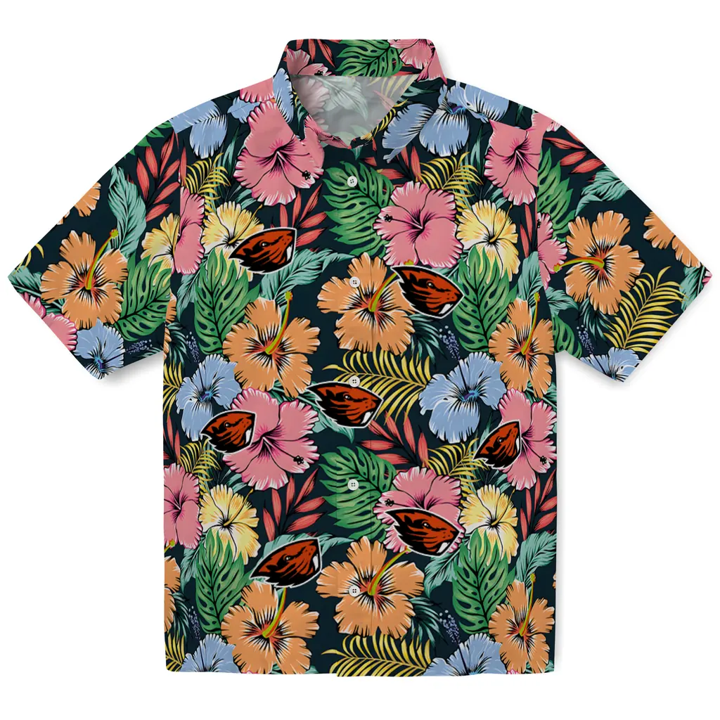 Oregon State Beavers Hawaiian Shirt - Brilliant Hibiscus Garden oregon state beavers brilliant hibiscus garden hawaiian shirts best selling