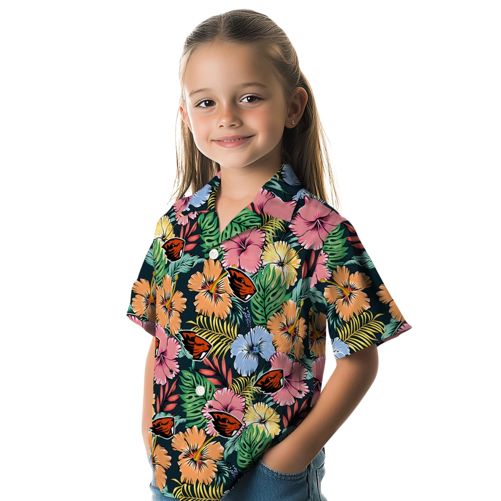 Oregon State Beavers Hawaiian Shirt - Brilliant Hibiscus Garden oregon state beavers brilliant hibiscus garden hawaiian shirts premium grade