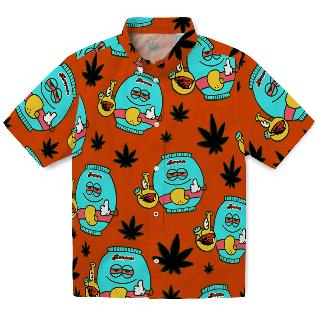 Oregon State Beavers Hawaiian Shirt - Chill Vibe oregon state beavers bong smile orange hawaiian shirts best selling