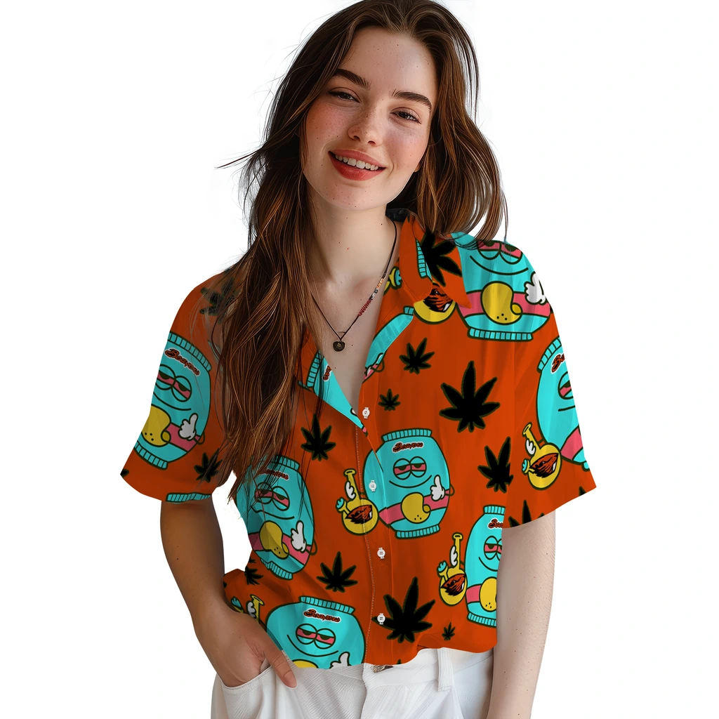 Oregon State Beavers Hawaiian Shirt - Chill Vibe oregon state beavers bong smile orange hawaiian shirts latest model