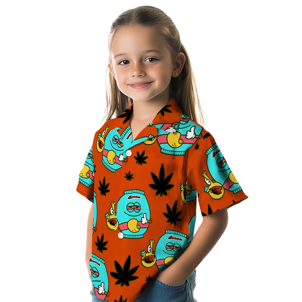 Oregon State Beavers Hawaiian Shirt - Chill Vibe oregon state beavers bong smile orange hawaiian shirts premium grade
