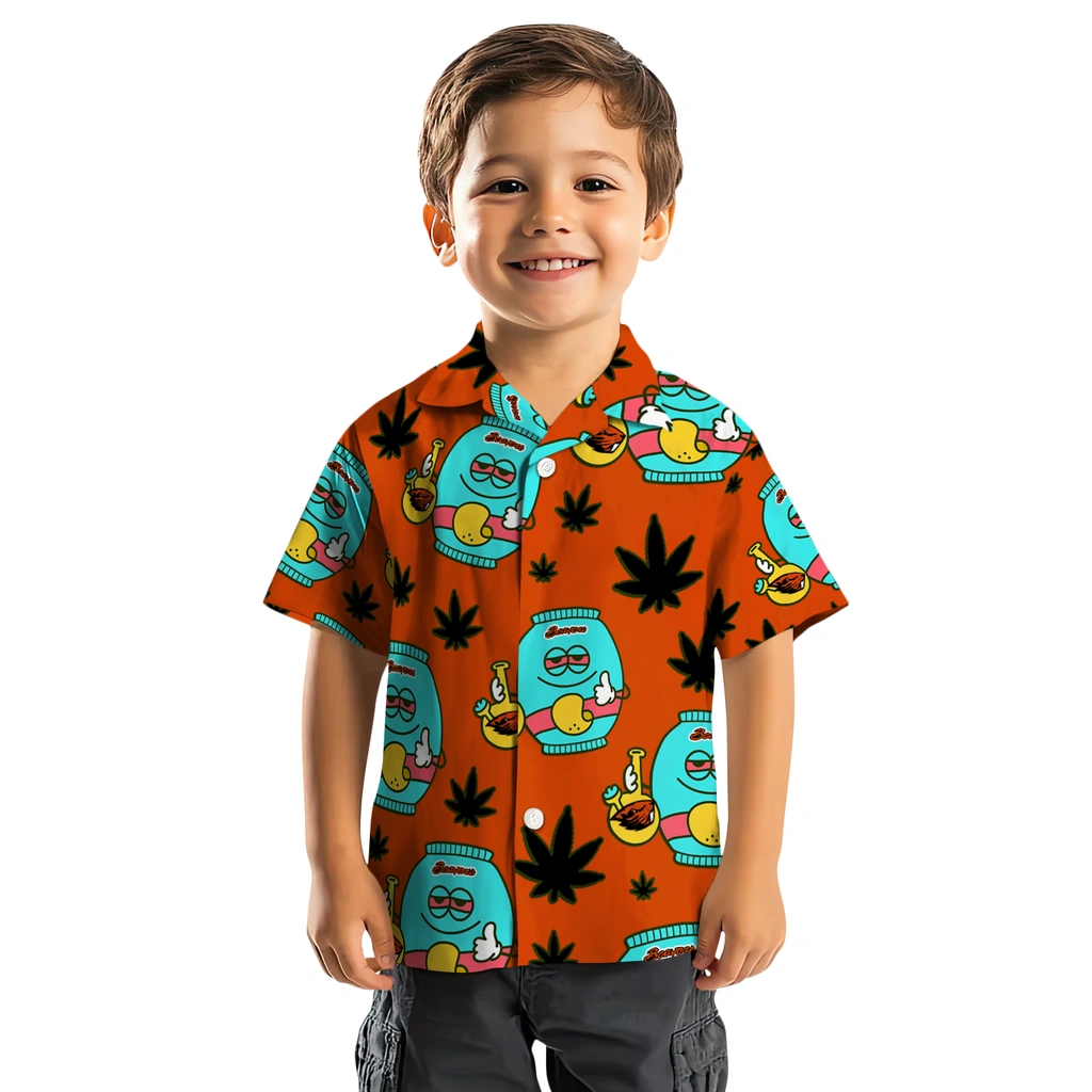 Oregon State Beavers Hawaiian Shirt - Chill Vibe oregon state beavers bong smile orange hawaiian shirts top rated