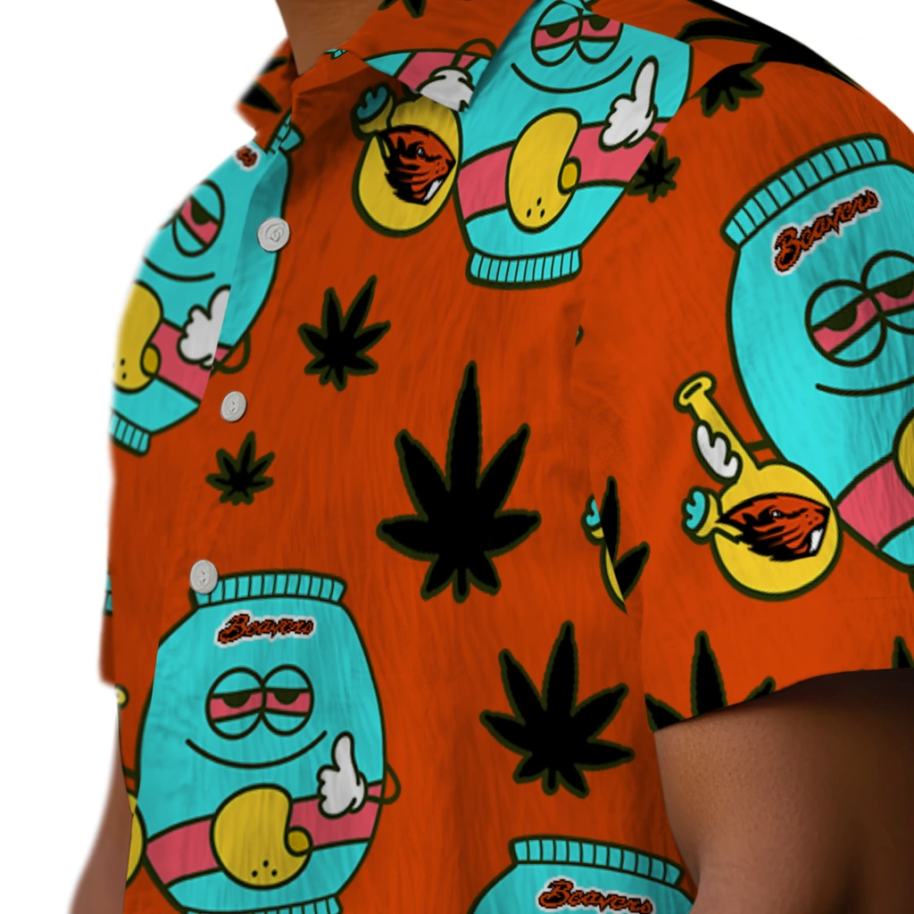 Oregon State Beavers Hawaiian Shirt - Chill Vibe oregon state beavers bong smile orange hawaiian shirts trendy