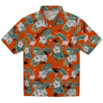 oregon state beavers flamingo palms orange hawaiian shirts best selling
