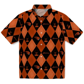 oregon state beavers balloon plaid orange hawaiian shirts best selling
