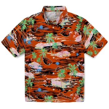 oregon state beavers flamingo retreat orange hawaiian shirts best selling