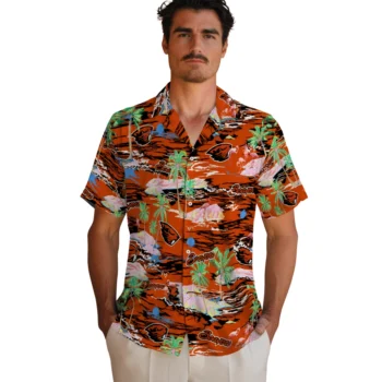 oregon state beavers flamingo retreat orange hawaiian shirts fashion forward