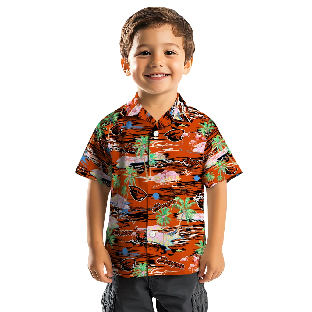 Oregon State Beavers Hawaiian Shirt - Hawaii Island oregon state beavers flamingo retreat orange hawaiian shirts top rated