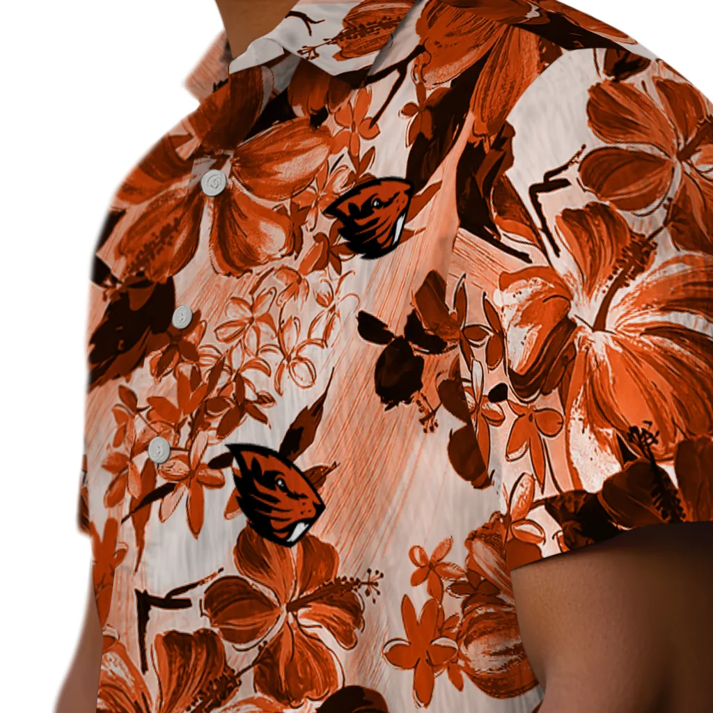 Oregon State Beavers Hawaiian Shirt - Hibiscus Arrangement oregon state beavers hibiscus arrangement orange hawaiian shirts trendy