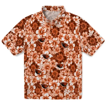 oregon state beavers hibiscus blooms orange hawaiian shirts best selling