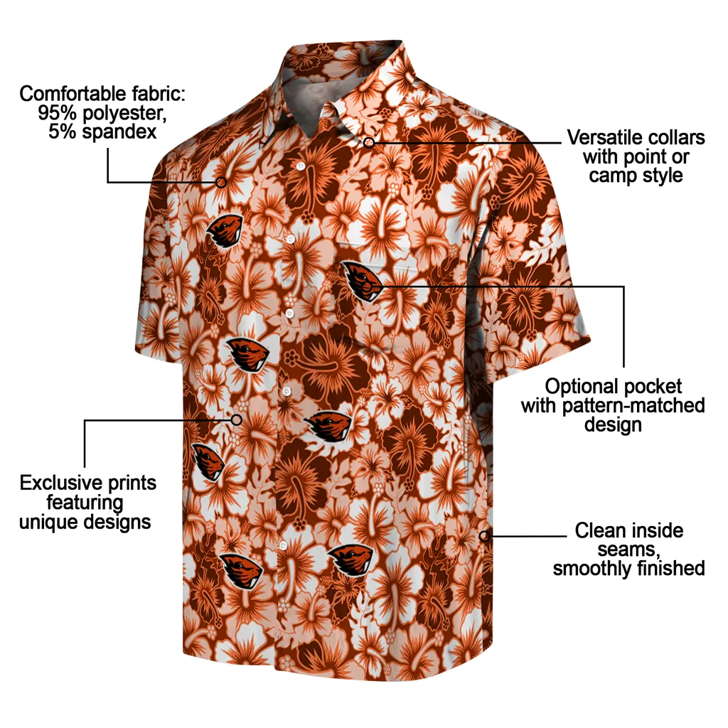 Oregon State Beavers Hawaiian Shirt - Hibiscus Blooms oregon state beavers hibiscus blooms orange hawaiian shirts new arrival
