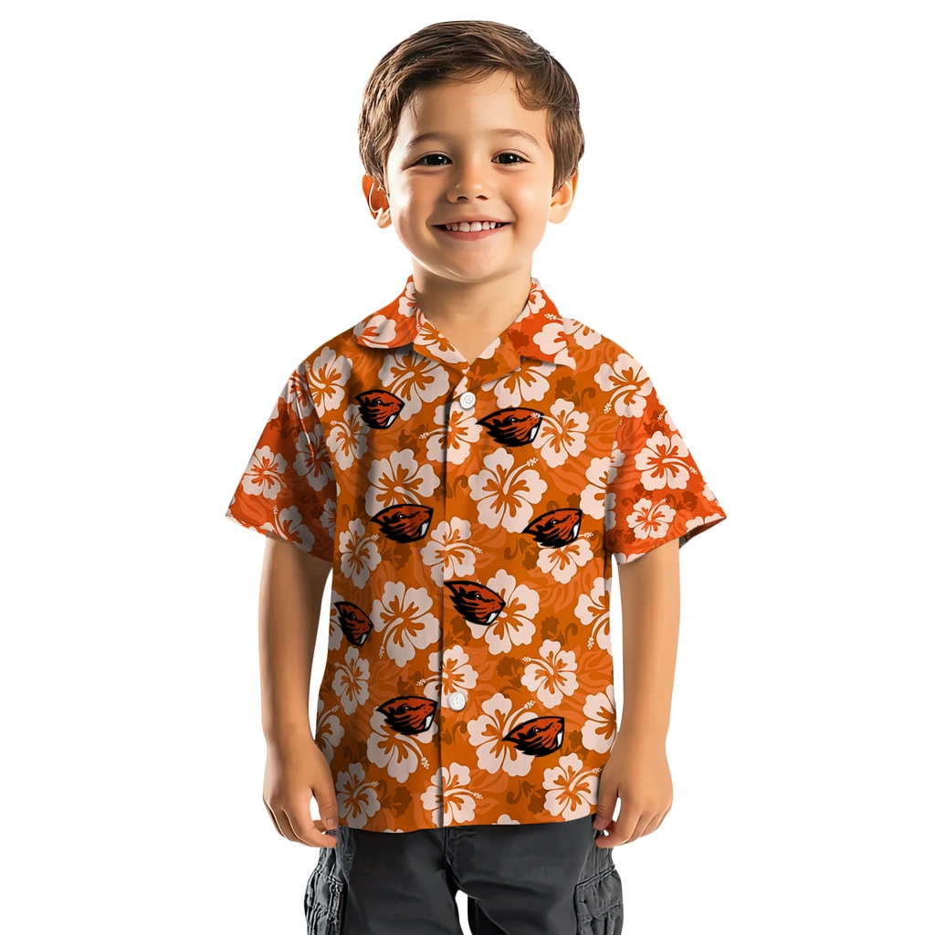 Oregon State Beavers Hawaiian Shirt - Hibiscus Cluster oregon state beavers hibiscus cluster orange hawaiian shirts top rated