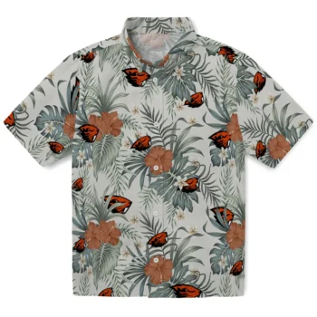 oregon state beavers hibiscus designs beige hawaiian shirts best selling