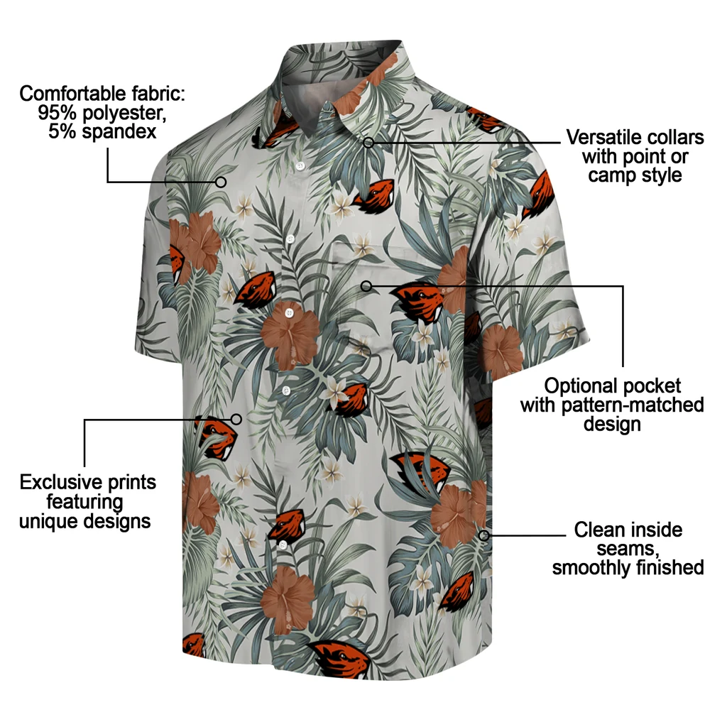 Oregon State Beavers Hawaiian Shirt - Hibiscus Designs oregon state beavers hibiscus designs beige hawaiian shirts new arrival
