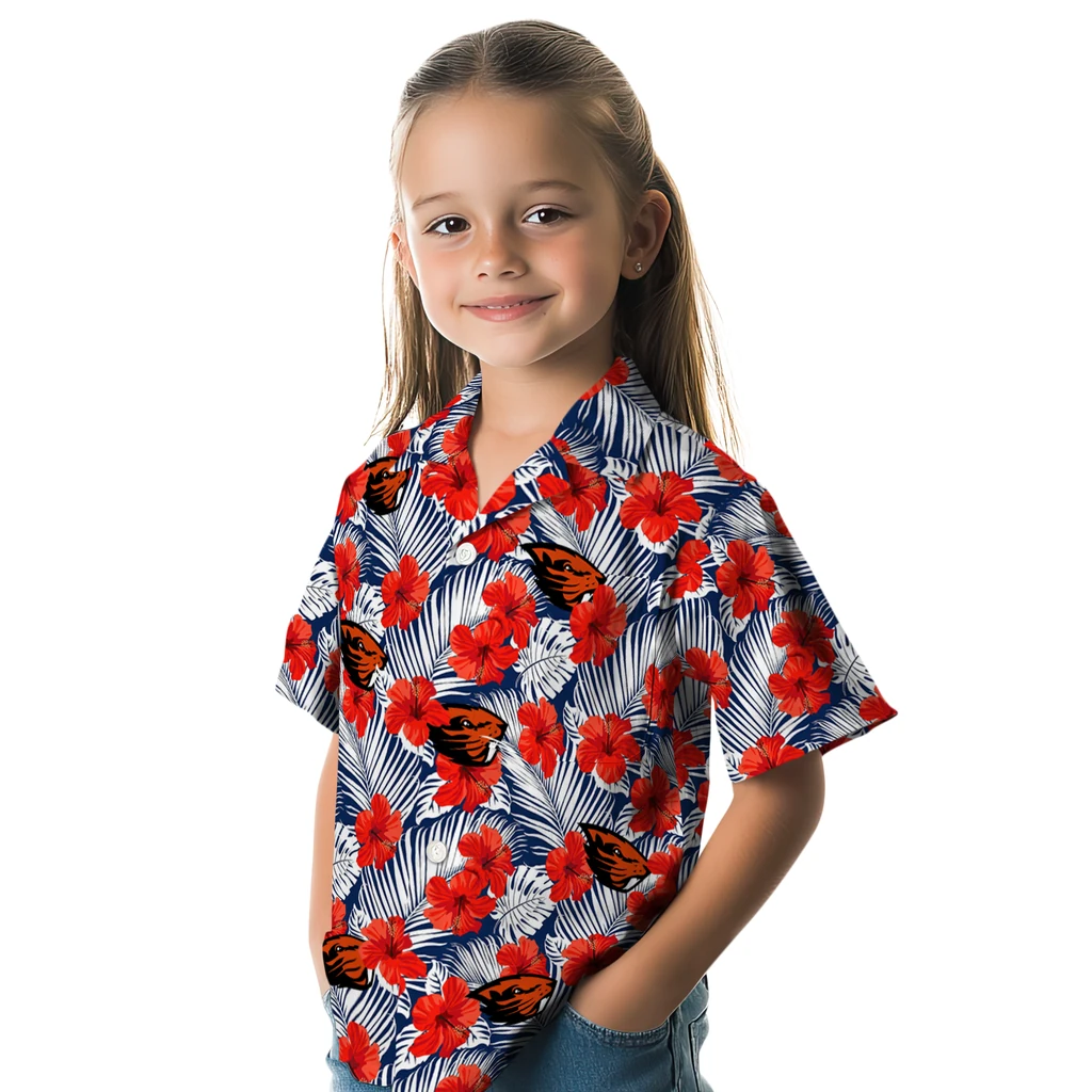 Oregon State Beavers Hawaiian Shirt - Hibiscus Fiesta oregon state beavers hibiscus fiesta red royal blue hawaiian shirts premium grade