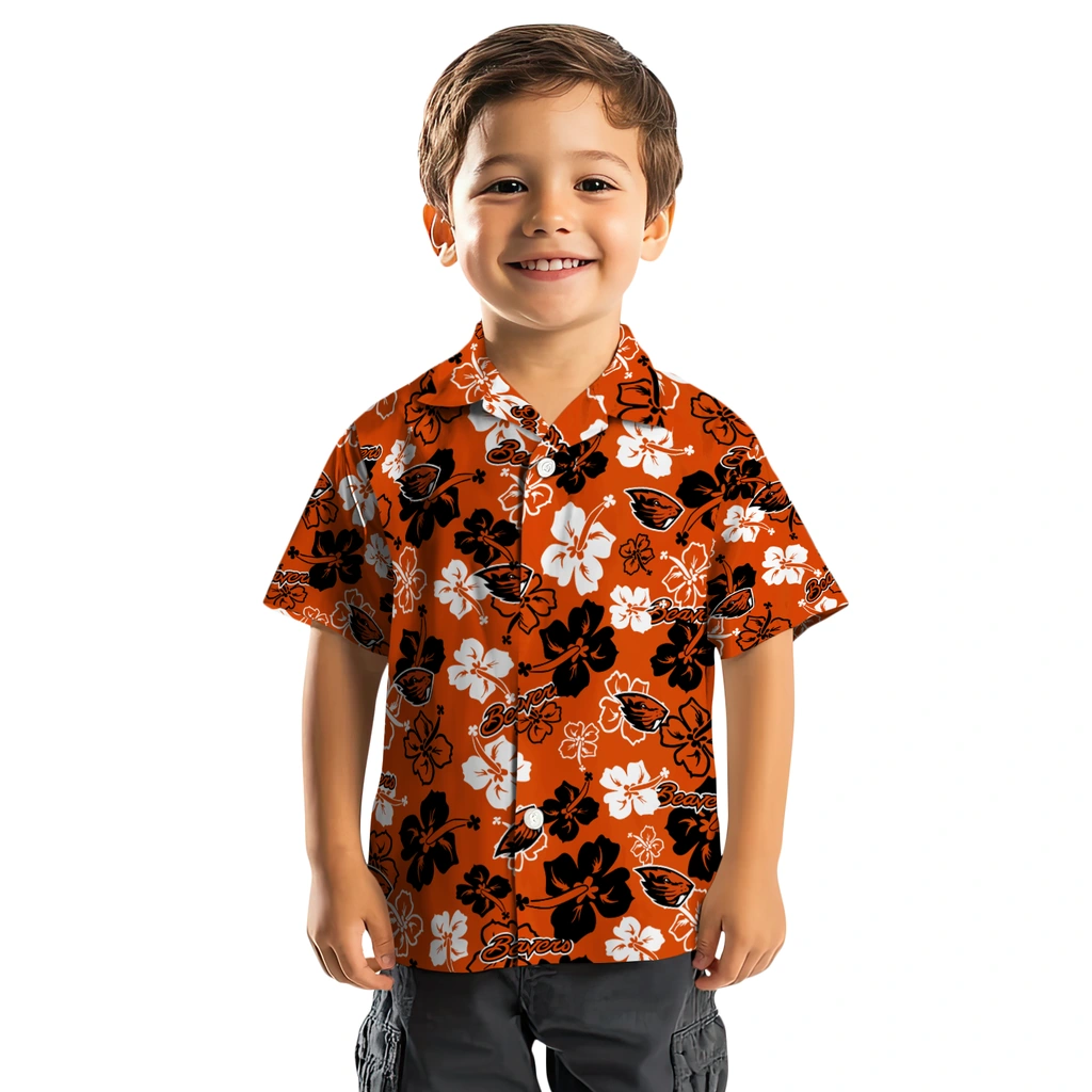 Oregon State Beavers Hawaiian Shirt - Hibiscus Flower Design oregon state beavers hibiscus bloom orange hawaiian shirts top rated