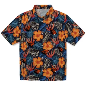oregon state beavers hibiscus foliage hawaiian shirts best selling