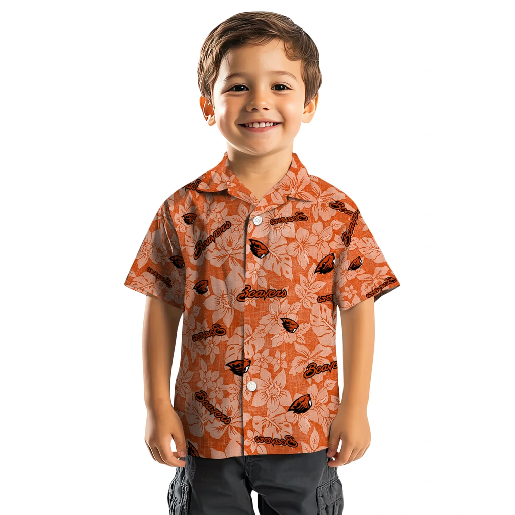 Oregon State Beavers Hawaiian Shirt - Hibiscus Oasis oregon state beavers hibiscus oasis orange hawaiian shirts top rated