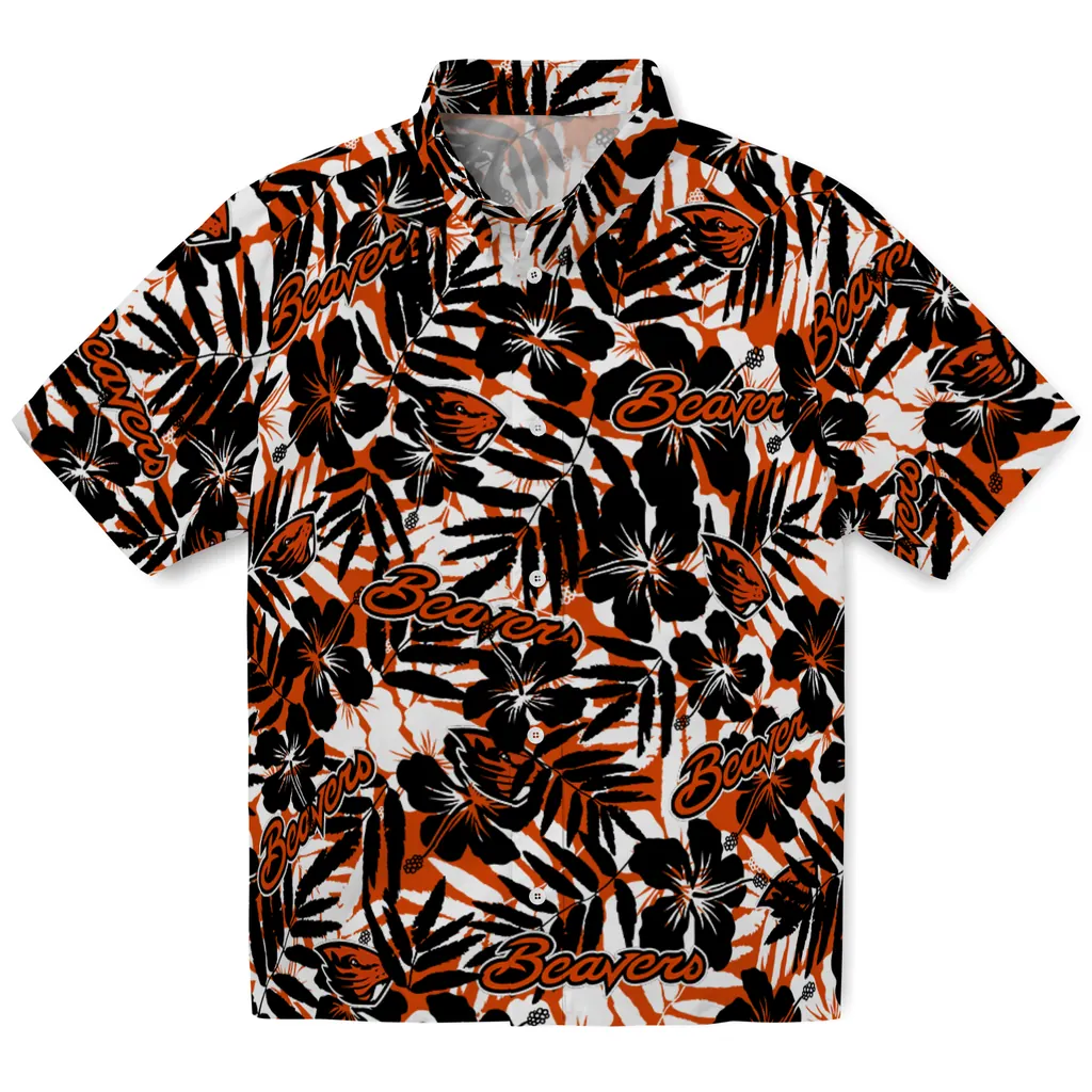 Oregon State Beavers Hawaiian Shirt - Hibiscus Overlay oregon state beavers hibiscus overlay hawaiian shirts best selling