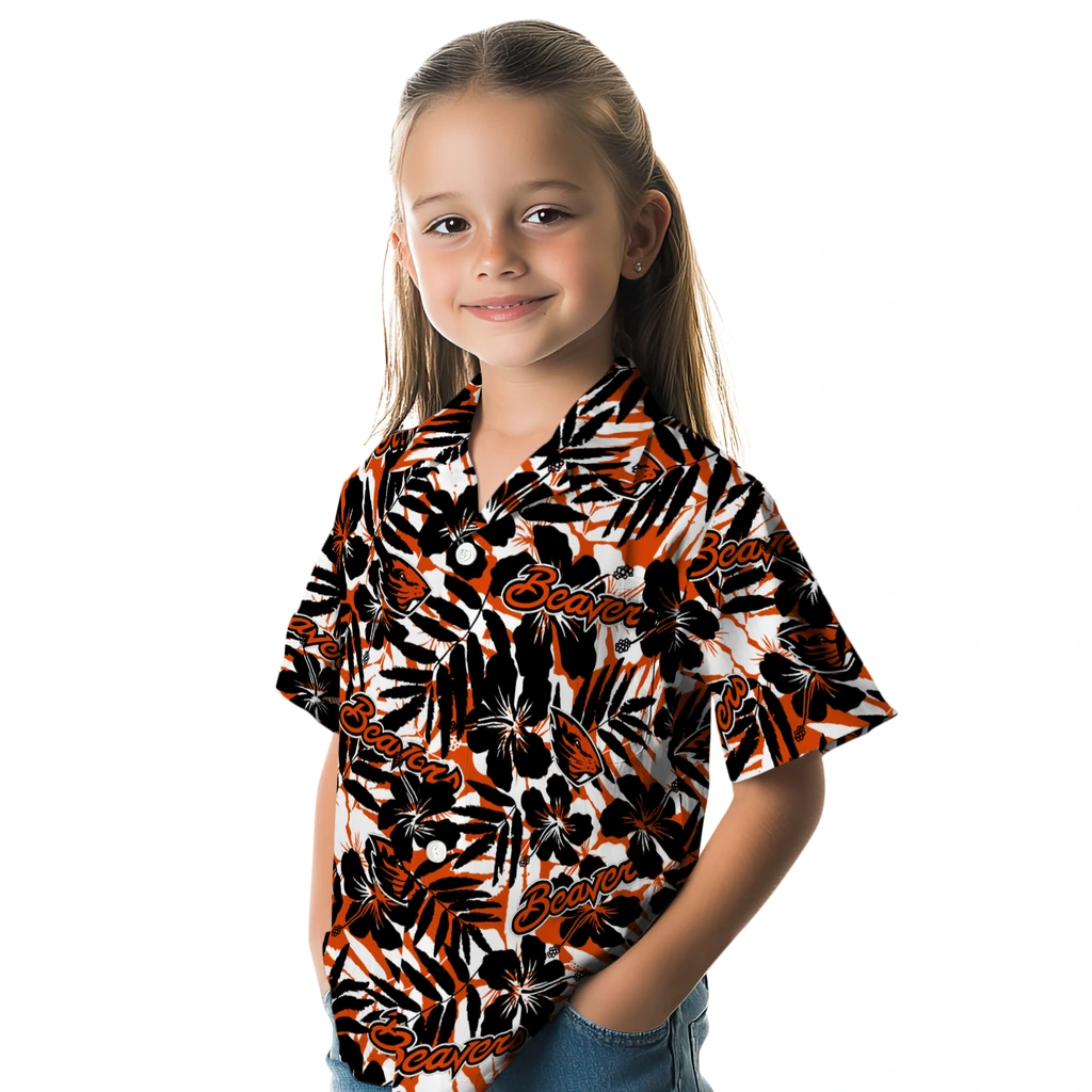 Oregon State Beavers Hawaiian Shirt - Hibiscus Overlay oregon state beavers hibiscus overlay hawaiian shirts premium grade