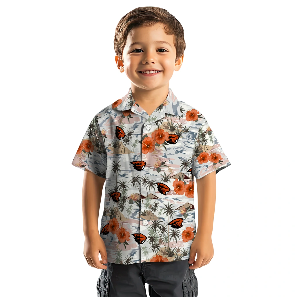 Oregon State Beavers Hawaiian Shirt - Hibiscus Seaside oregon state beavers hibiscus seaside white hawaiian shirts top rated