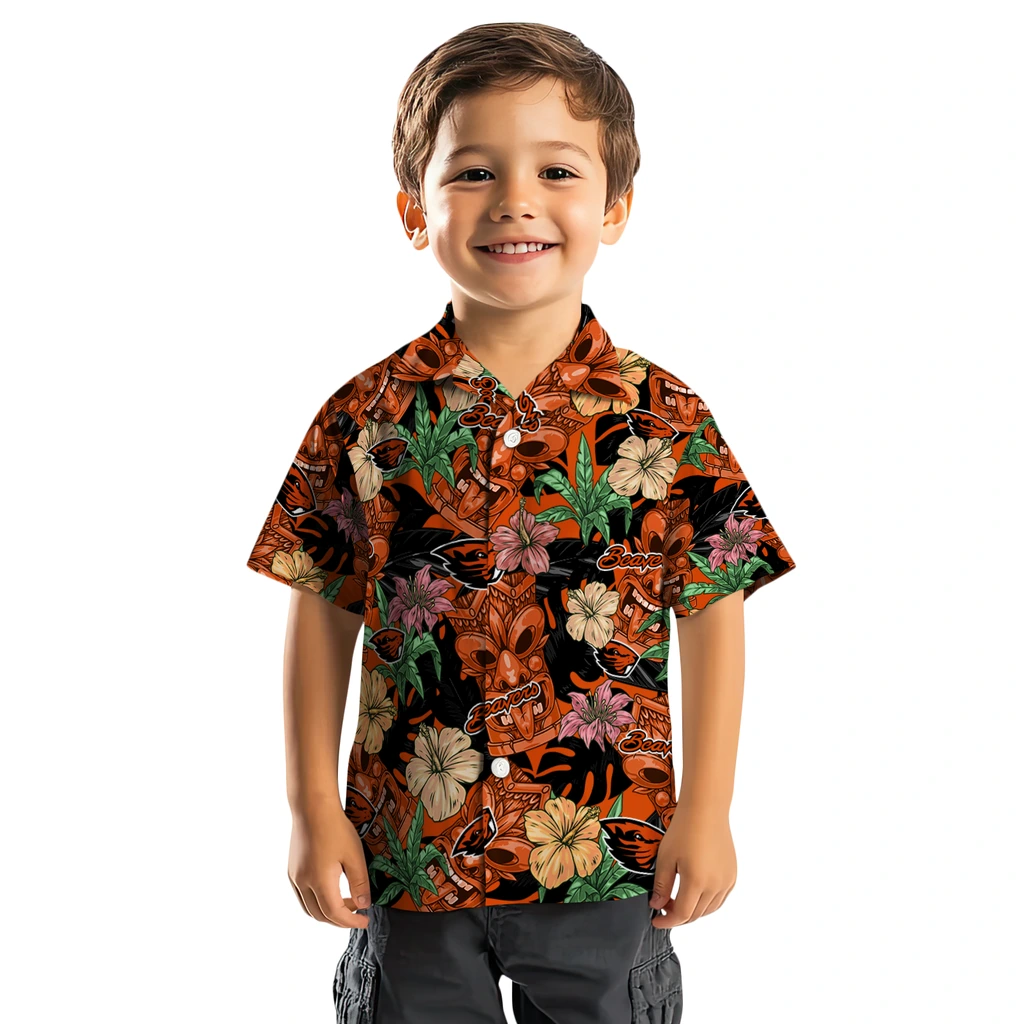 Oregon State Beavers Hawaiian Shirt - Hibiscus Tiki Jungle oregon state beavers tiki jungle orange hawaiian shirts top rated