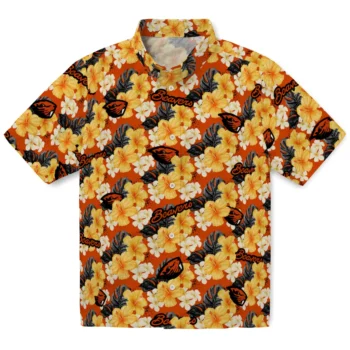 oregon state beavers hibiscus tropics orange yellow hawaiian shirts best selling