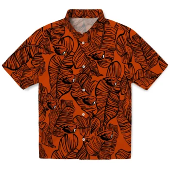 oregon state beavers leaf outline orange hawaiian shirts best selling
