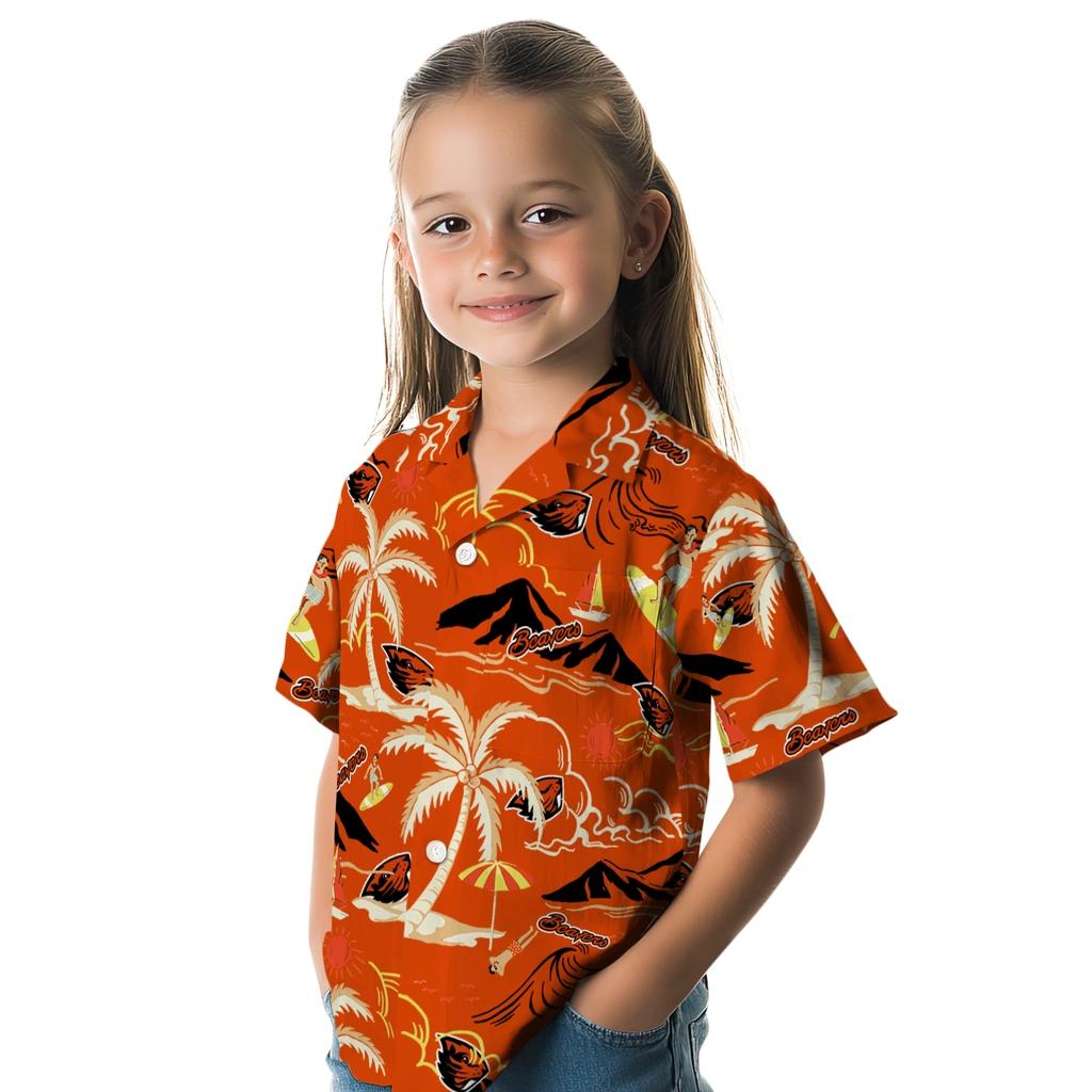 Oregon State Beavers Hawaiian Shirt - Palm Tree Island oregon state beavers palm tree island orange hawaiian shirts premium grade