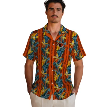 oregon state beavers paradise vines orange hawaiian shirts fashion forward