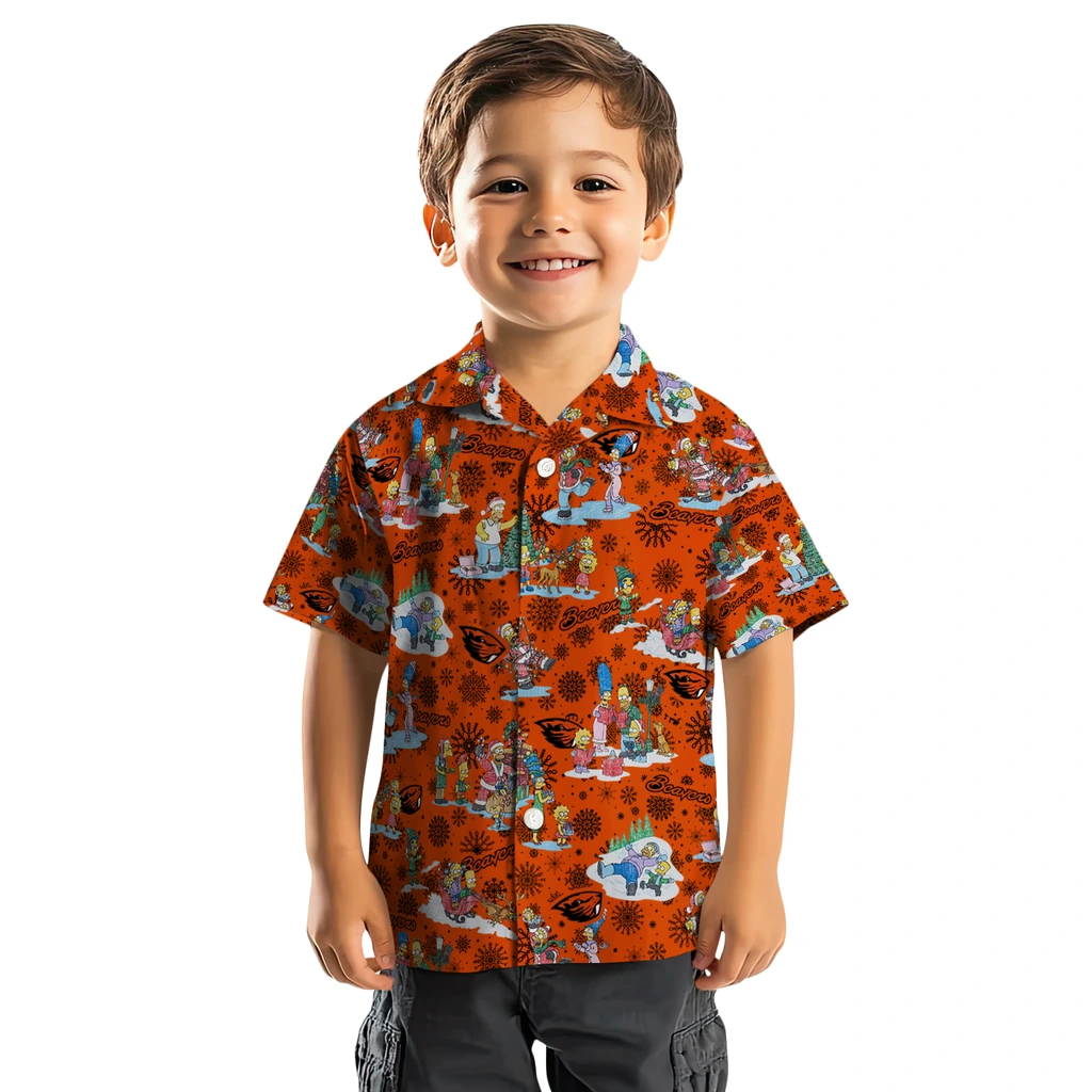 Oregon State Beavers Hawaiian Shirt - Simpsons Christmas oregon state beavers simpsons christmas orange hawaiian shirts top rated
