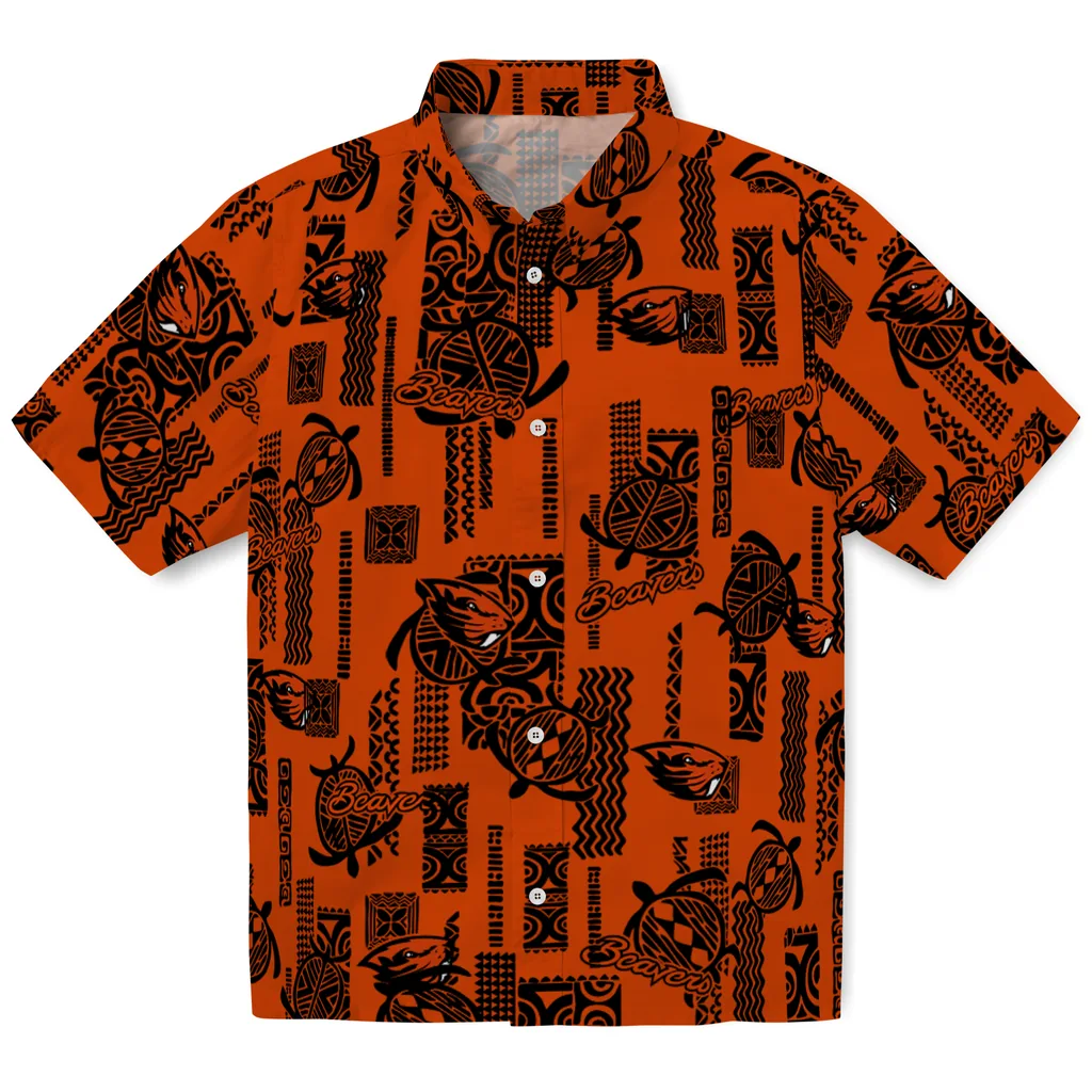 Oregon State Beavers Hawaiian Shirt - Turtle Lines oregon state beavers turtle lines orange hawaiian shirts best selling