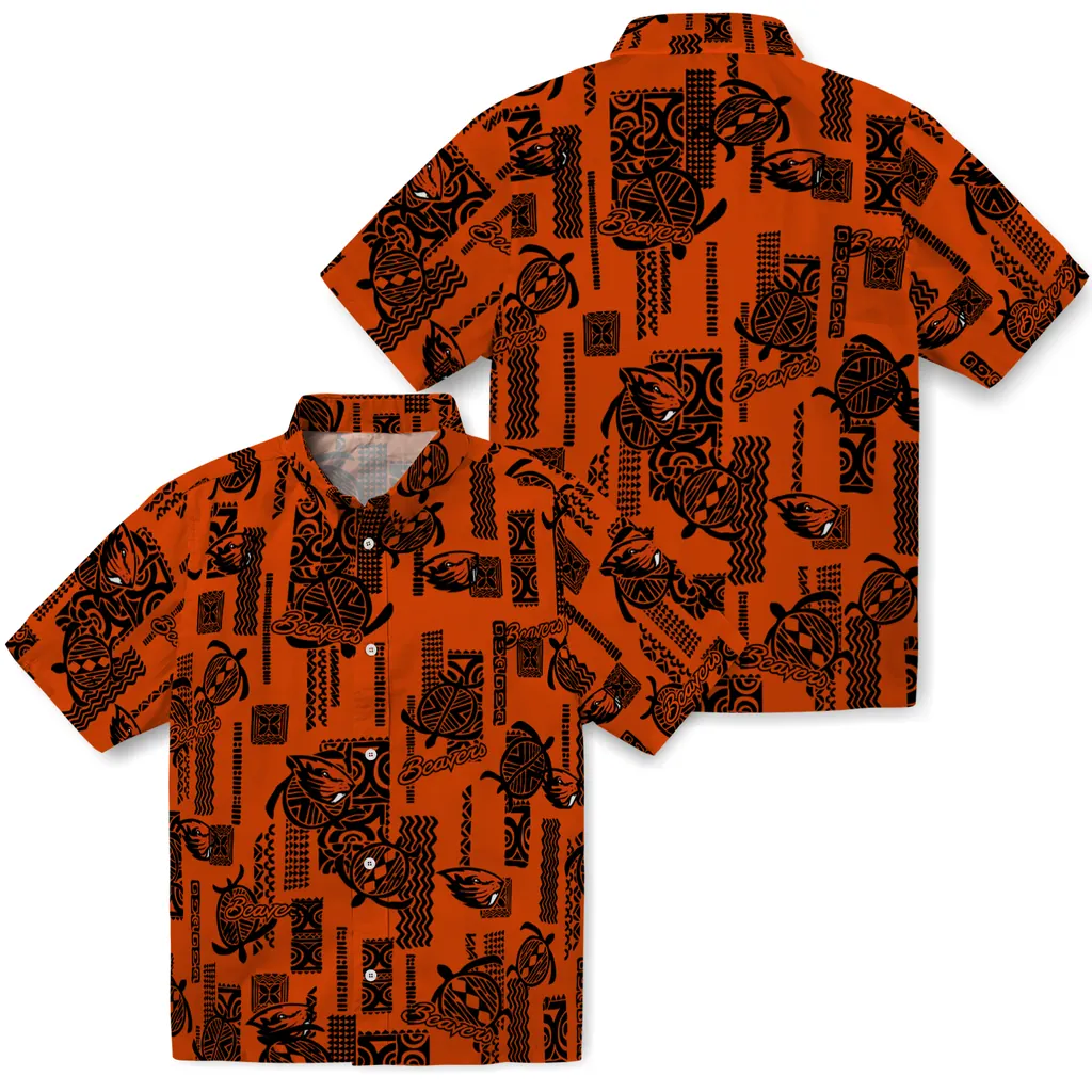 Oregon State Beavers Hawaiian Shirt - Turtle Lines oregon state beavers turtle lines orange hawaiian shirts high quality