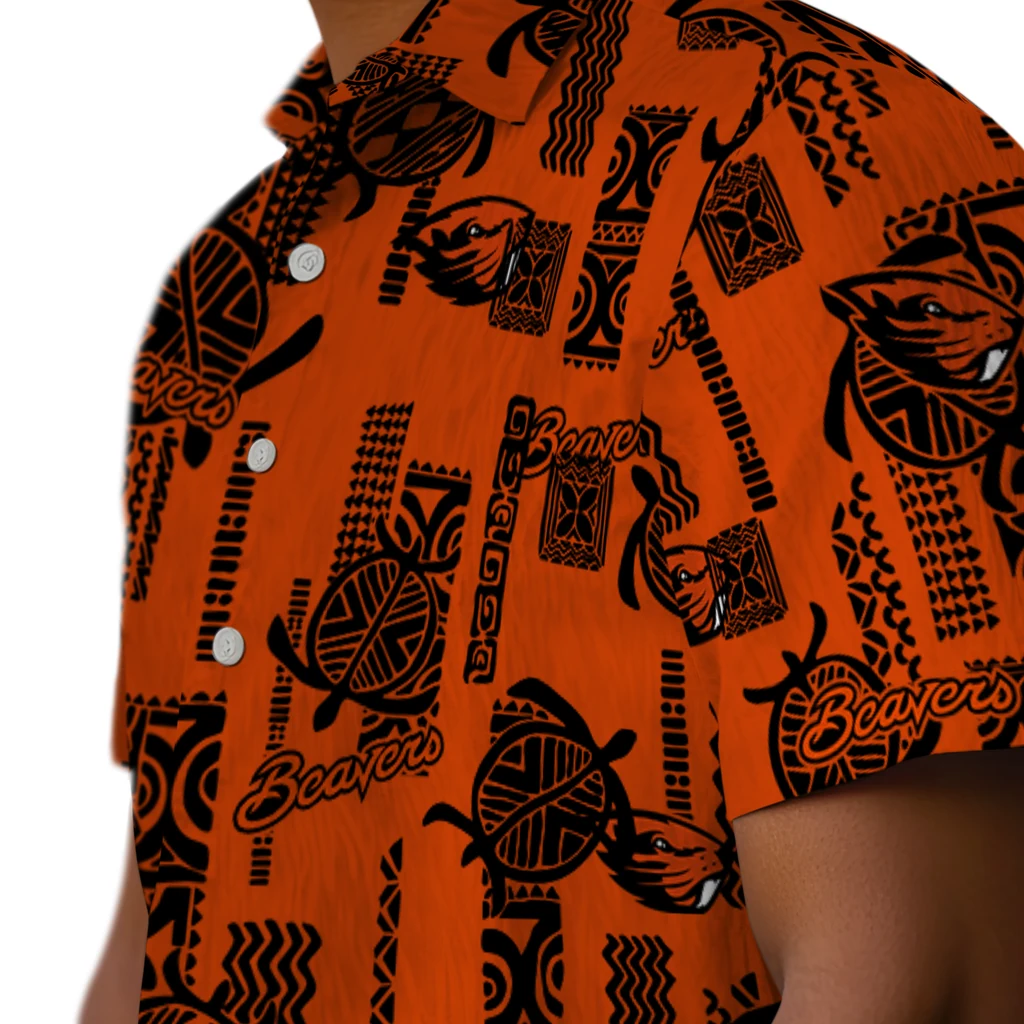 Oregon State Beavers Hawaiian Shirt - Turtle Lines oregon state beavers turtle lines orange hawaiian shirts trendy