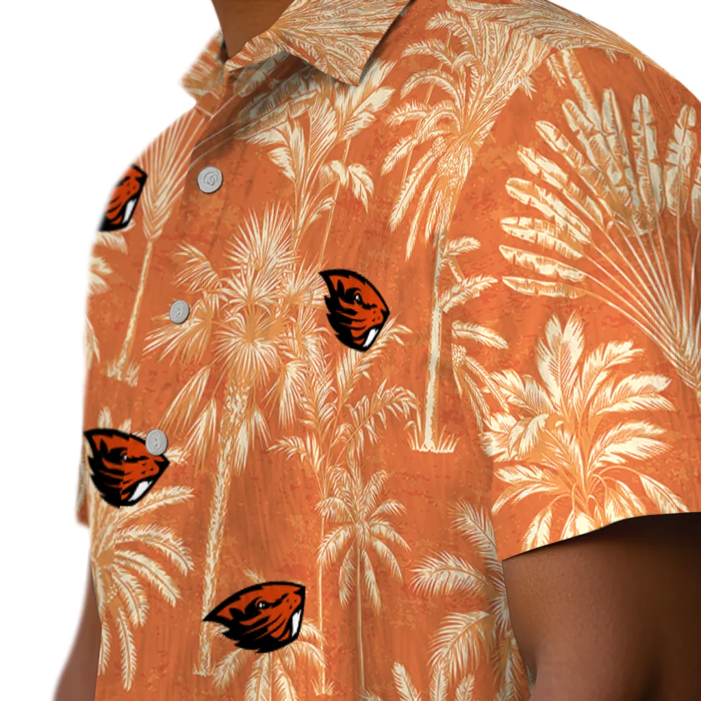 Oregon State Beavers Hawaiian Shirt - Vintage Palm Tree oregon state beavers palm shadows orange hawaiian shirts trendy