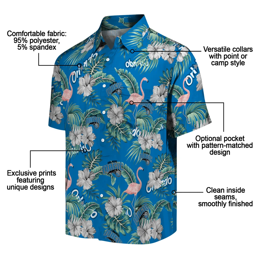 Orlando Magic Hawaiian Shirt - Flamingo and Hibiscus orlando magic flamingo palms blue hawaiian shirts new arrival