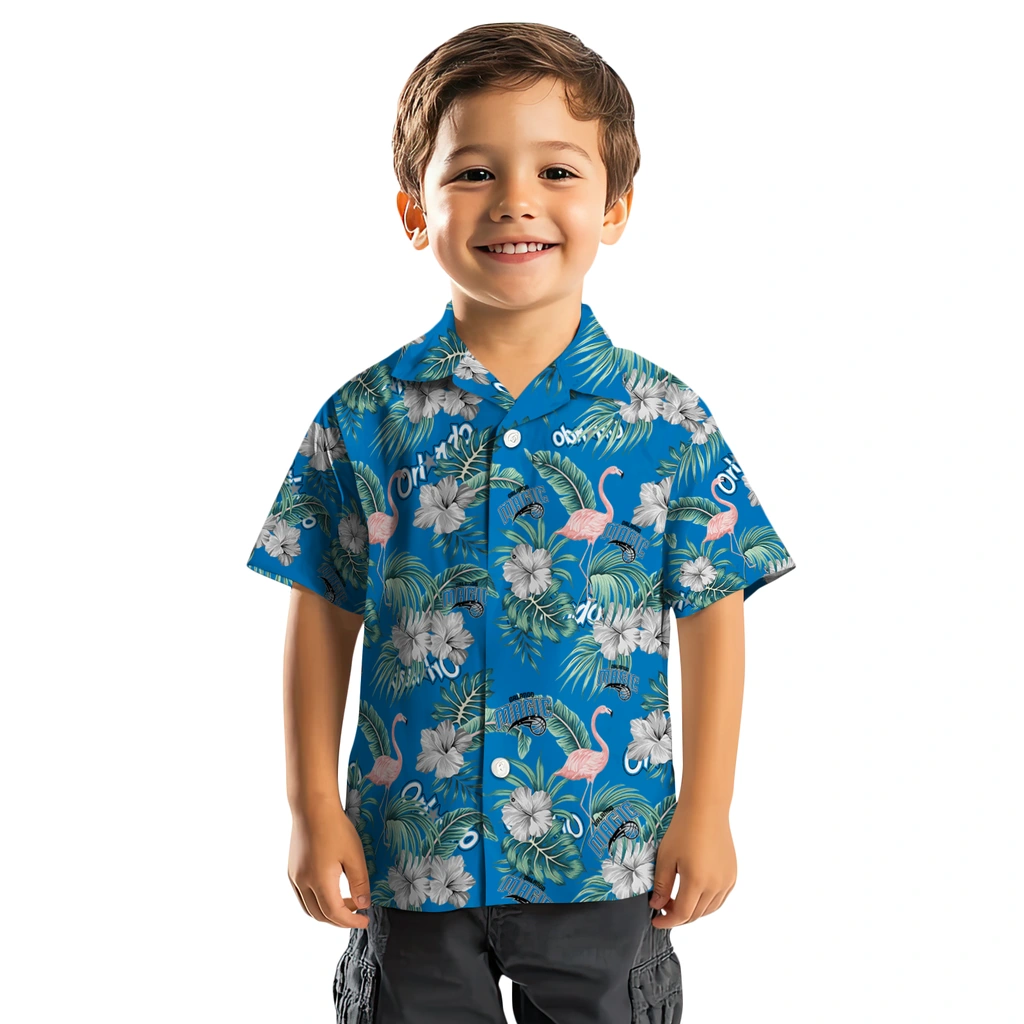 Orlando Magic Hawaiian Shirt - Flamingo and Hibiscus orlando magic flamingo palms blue hawaiian shirts top rated