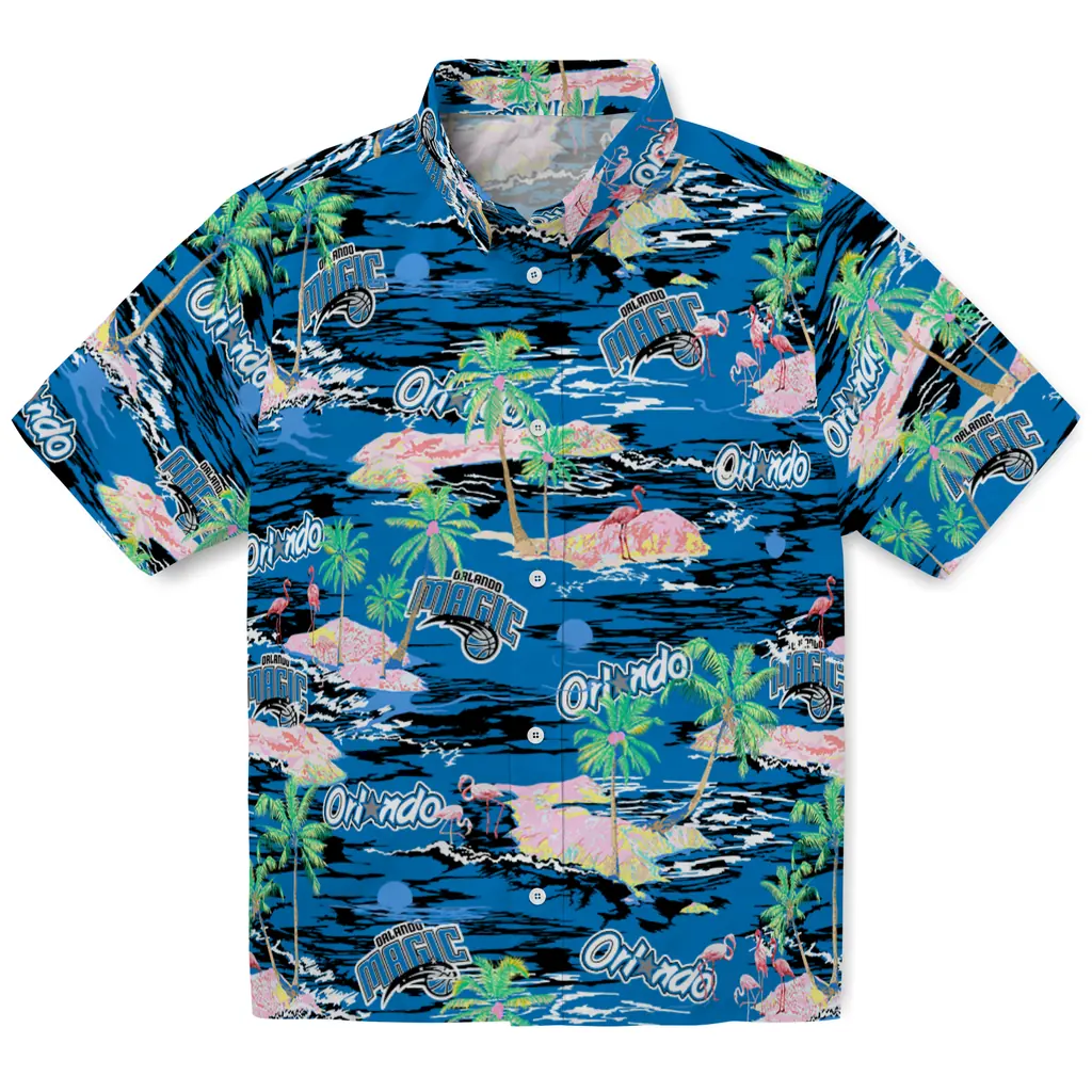 Orlando Magic Hawaiian Shirt - Hawaii Island orlando magic flamingo retreat blue hawaiian shirts best selling