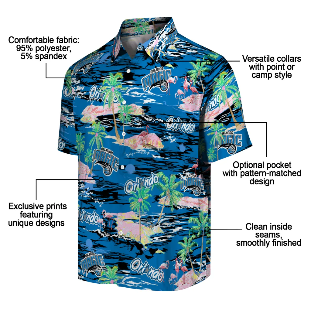 Orlando Magic Hawaiian Shirt - Hawaii Island orlando magic flamingo retreat blue hawaiian shirts new arrival