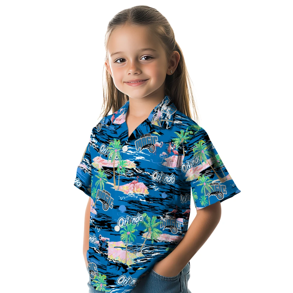 Orlando Magic Hawaiian Shirt - Hawaii Island orlando magic flamingo retreat blue hawaiian shirts premium grade