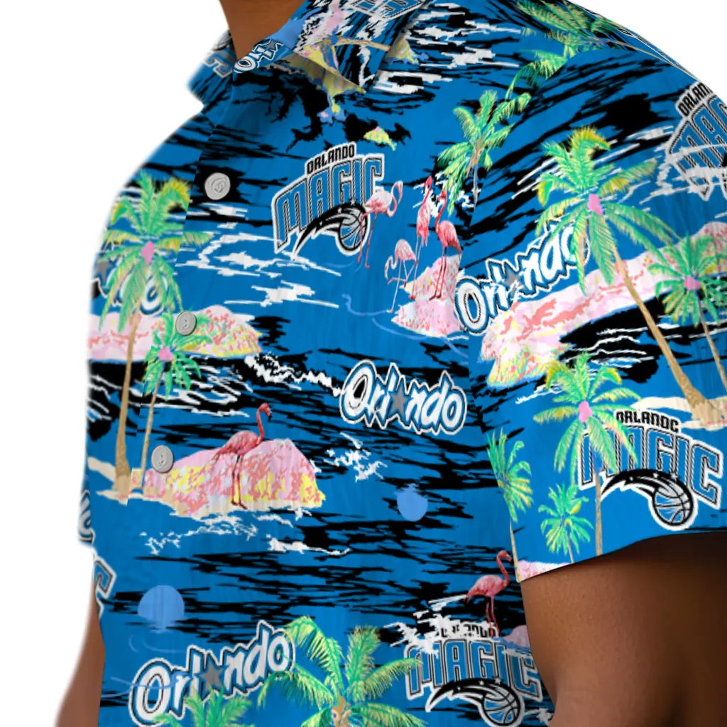 Orlando Magic Hawaiian Shirt - Hawaii Island orlando magic flamingo retreat blue hawaiian shirts trendy