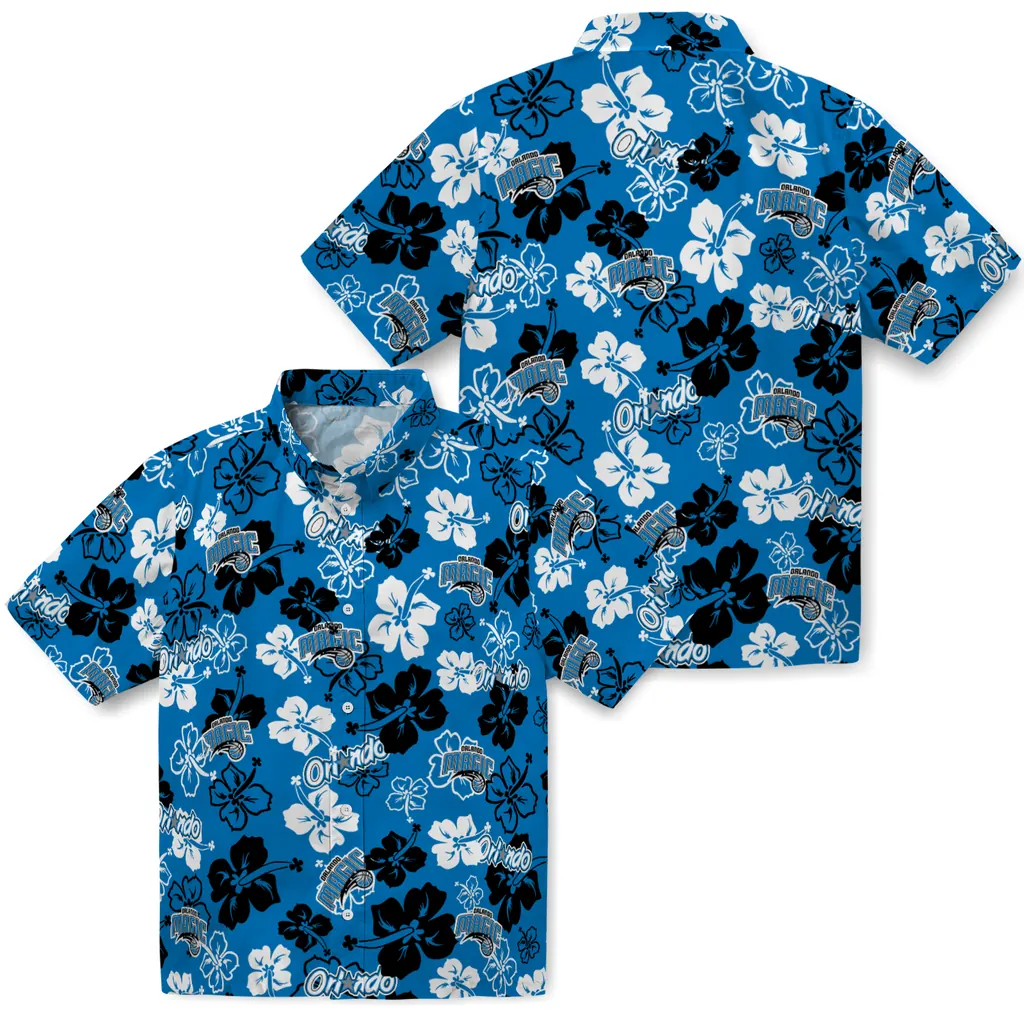 Orlando Magic Hawaiian Shirt - Hibiscus Flower Design orlando magic hibiscus bloom blue hawaiian shirts high quality