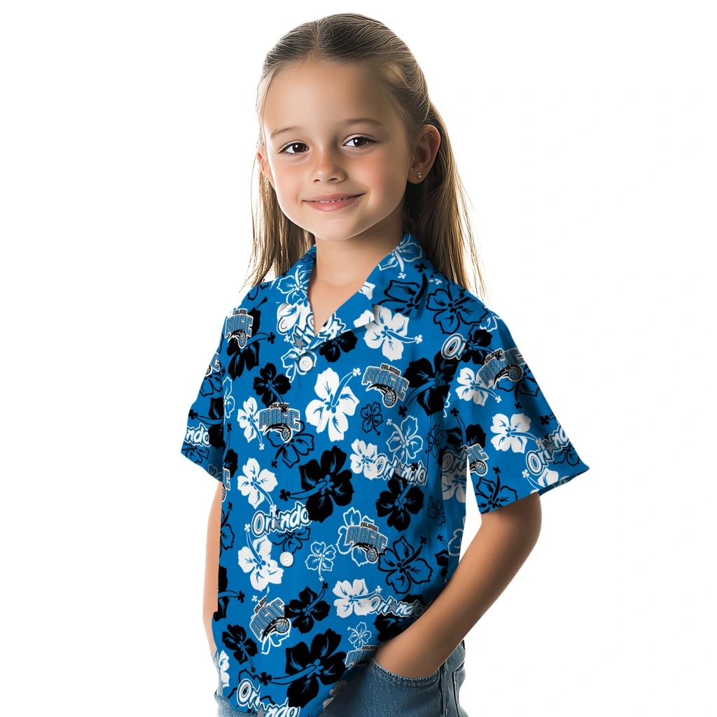 Orlando Magic Hawaiian Shirt - Hibiscus Flower Design orlando magic hibiscus bloom blue hawaiian shirts premium grade
